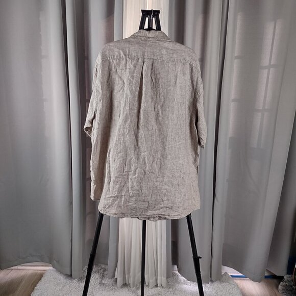 Roundtree & Yorke Light Brown Short Sleeve Casual 100% Linen Shirt Size XL (NWT) - Picture 3 of 13